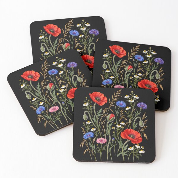 Item preview, Vintage Wildflower Specimen Plate with Poppies, Cornflowers and Chamomile designed and sold by Anyshca.
