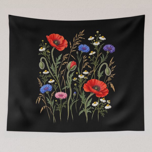 Item preview, Vintage Wildflower Specimen Plate with Poppies, Cornflowers and Chamomile designed and sold by Anyshca.