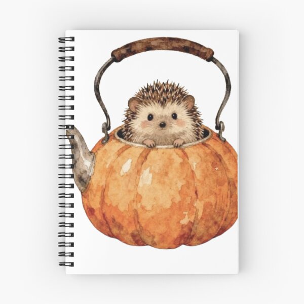 Item preview, Cute Hedgehog in Pumpkin Teapot Watercolor Illustration designed and sold by MindMakerStudio.