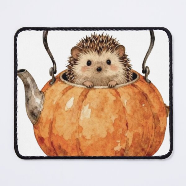 Item preview, Cute Hedgehog in Pumpkin Teapot Watercolor Illustration designed and sold by MindMakerStudio.