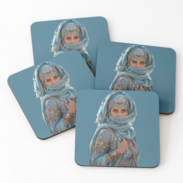 Item preview, Mystical Veiled Woman in Blue – Arabian Beauty Portrait designed and sold by GRFORA.