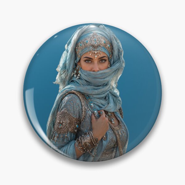 Item preview, Mystical Veiled Woman in Blue – Arabian Beauty Portrait designed and sold by GRFORA.