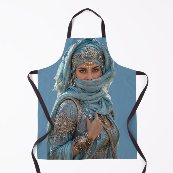 Item preview, Mystical Veiled Woman in Blue – Arabian Beauty Portrait designed and sold by GRFORA.