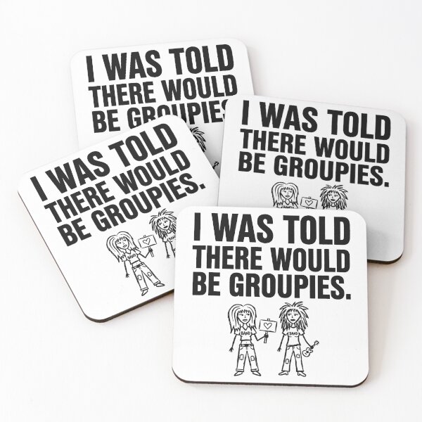 Item preview, I Was Told There Would Be Groupies - Humorous Rock Band Illustration designed and sold by ThreadRiotTees.