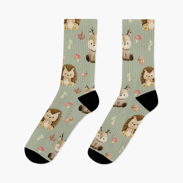 Item preview, Cute Woodland Friends Autumn Pattern – Deer, Hedgehog & Mushrooms designed and sold by CreativeLifeMe.