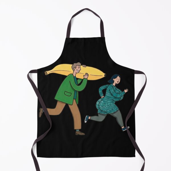 Item preview, Funny Man Chasing Woman with Giant Banana Cartoon Art designed and sold by Aelmajaoui.