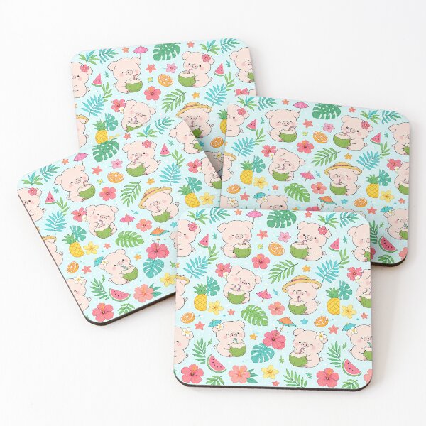 Item preview, Piggy Tropical Coconut Pattern designed and sold by Soft Berry Studio.
