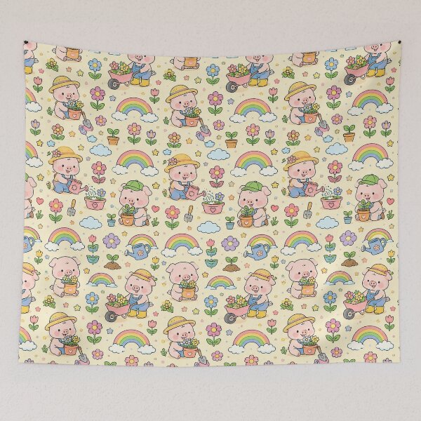 Item preview, Piggy Rainbow Gardening Pattern designed and sold by Soft Berry Studio.