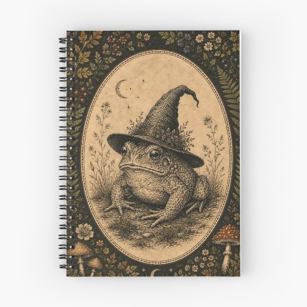 Item preview, Vintage Witch Frog – Dark Cottagecore Botanical Toad designed and sold by Tolchik.