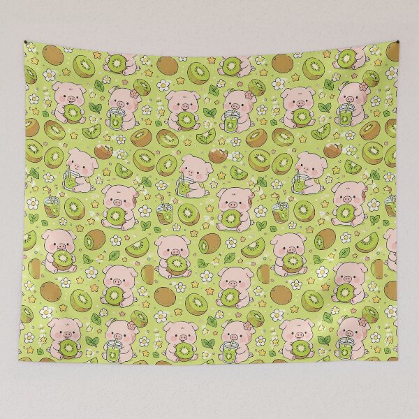 Item preview, Piggy Kiwi Fruit Pattern designed and sold by Soft Berry Studio.