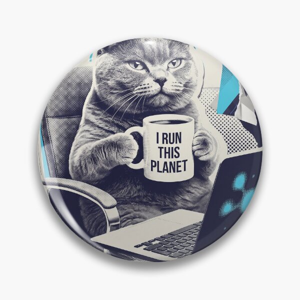Artikelvorschau, Ich regiere diesen Planeten – Sarkastisches Bürokatzen-Hacker-Collage-T-Shirt-Design entworfen und verkauft von KIDEnia.