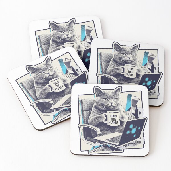 Item preview, I Run This Planet Sarcastic Office Cat Hacker Collage T-Shirt Design designed and sold by KIDEnia.
