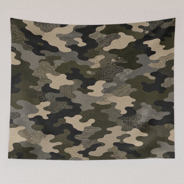 Item preview, Modern Military Camo – Olive Khaki & Charcoal Abstract Pattern designed and sold by HO•Designs.