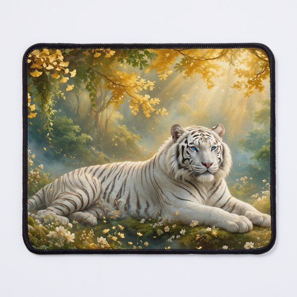Item preview, Quiet Power – White Tiger Beneath the Golden Forest Light designed and sold by TreatLLC.