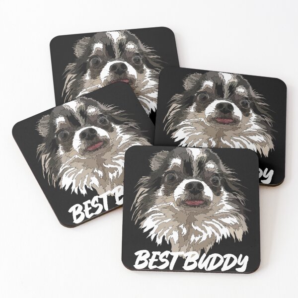 Item preview, Long Haired Black And White Best Buddy Chihuahua designed and sold by Just-Arts-4U.