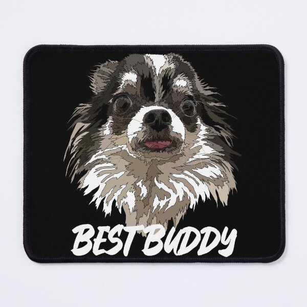 Item preview, Long Haired Black And White Best Buddy Chihuahua designed and sold by Just-Arts-4U.