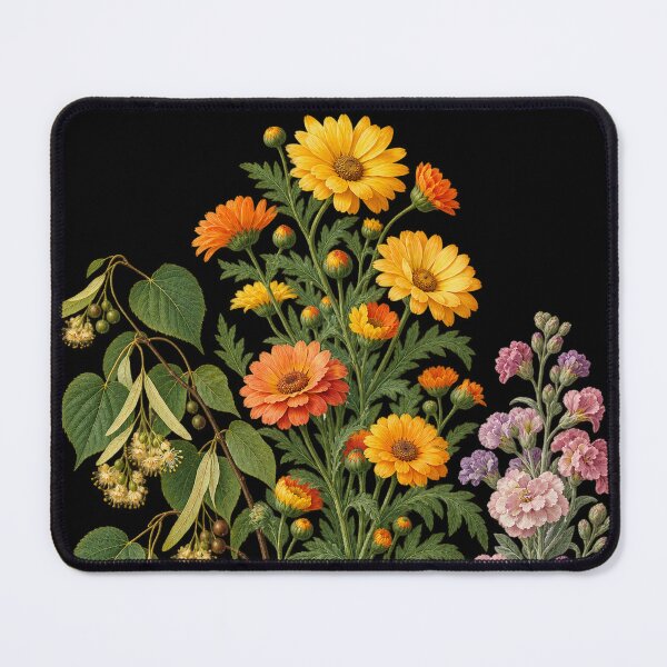 Item preview, Linden Blossom, Garland Chrysanthemum and Hoary Stock Vintage Botanical Plate designed and sold by Anyshca.