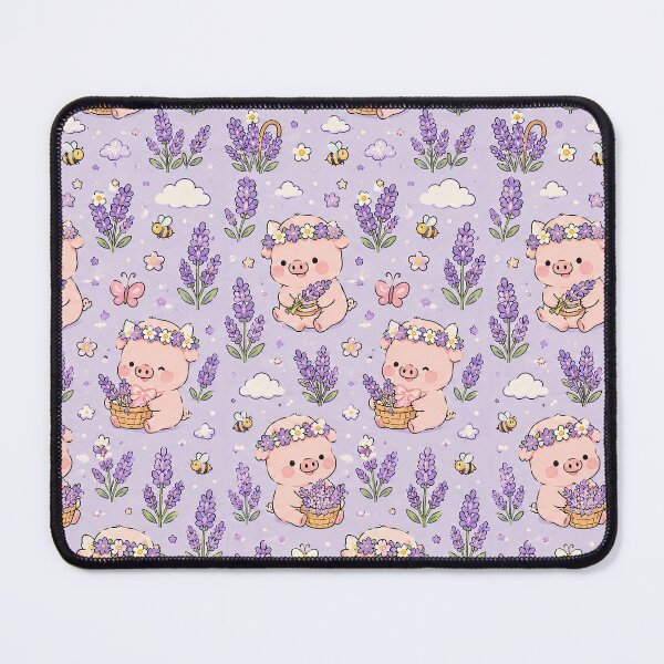 Aperçu de l'œuvre Motif de prairie lavande Piggy créée et vendue par Soft Berry Studio.