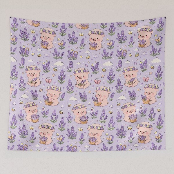 Item preview, Piggy Lavender Meadow Pattern designed and sold by Soft Berry Studio.