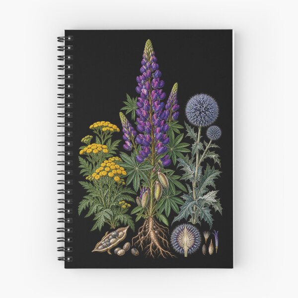 Item preview, Globe Thistle, Purple Lupine and Common Tansy Vintage Botanical Plate designed and sold by Anyshca.