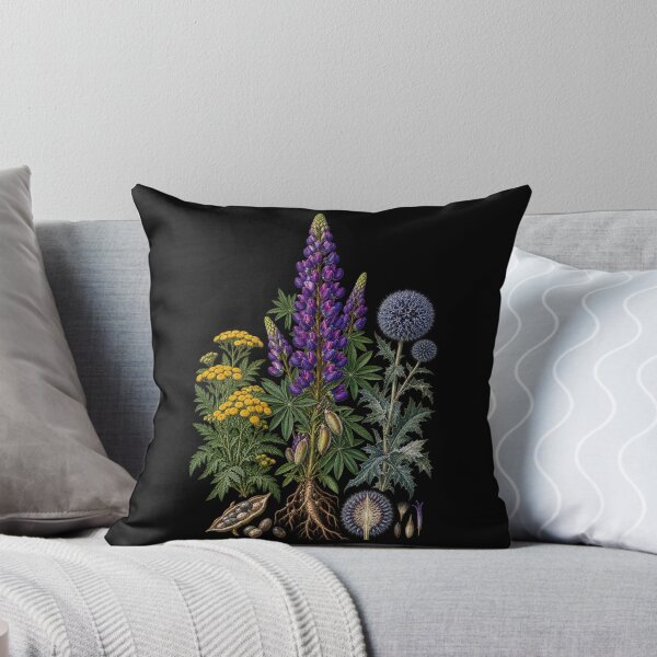 Item preview, Globe Thistle, Purple Lupine and Common Tansy Vintage Botanical Plate designed and sold by Anyshca.