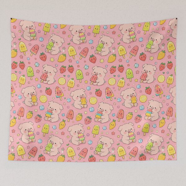 Item preview, Piggy Fruit Popsicle Pattern designed and sold by Soft Berry Studio.