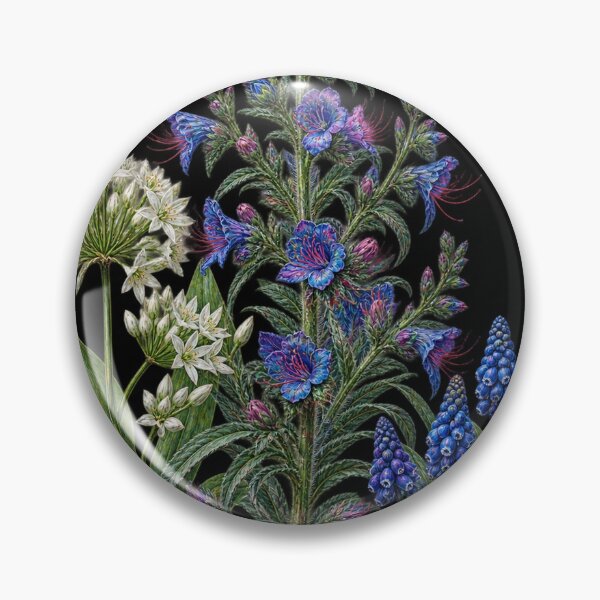 Item preview, Viper’s Bugloss, Wild Garlic and Grape Hyacinth Vintage Botanical Plate designed and sold by Anyshca.