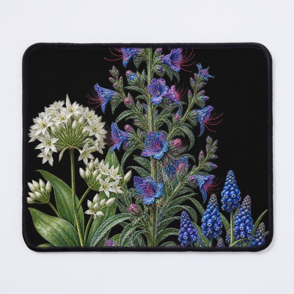 Item preview, Viper’s Bugloss, Wild Garlic and Grape Hyacinth Vintage Botanical Plate designed and sold by Anyshca.