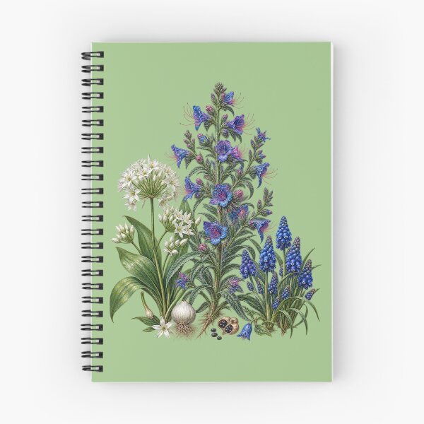 Item preview, Viper’s Bugloss, Wild Garlic and Grape Hyacinth Vintage Botanical Plate designed and sold by Anyshca.