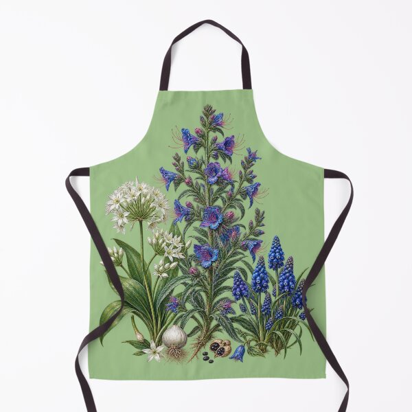 Item preview, Viper’s Bugloss, Wild Garlic and Grape Hyacinth Vintage Botanical Plate designed and sold by Anyshca.