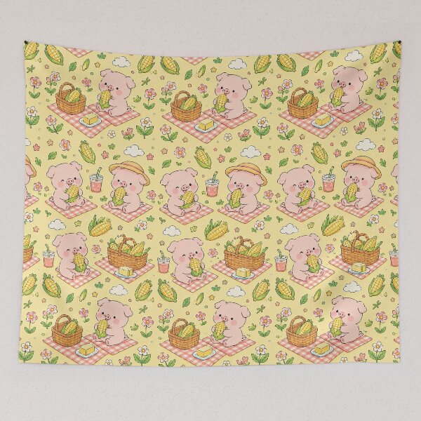 Item preview, Piggy Corn Picnic Pattern designed and sold by Soft Berry Studio.