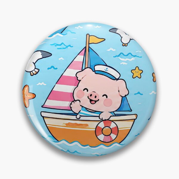 Item preview, Piggy Sailboat Adventure Pattern designed and sold by Soft Berry Studio.