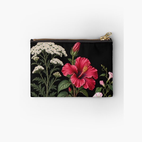 Item preview, Crimson Hibiscus, Common Yarrow and Field Bindweed Vintage Botanical Plate designed and sold by Anyshca.