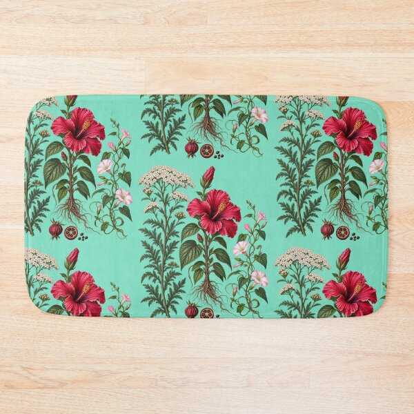 Item preview, Crimson Hibiscus, Common Yarrow and Field Bindweed Vintage Botanical Plate designed and sold by Anyshca.