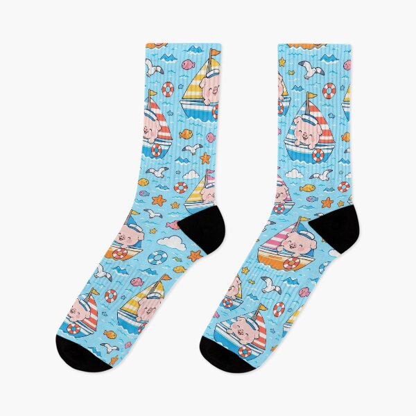 Item preview, Piggy Sailboat Adventure Pattern designed and sold by Soft Berry Studio.