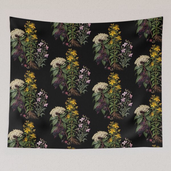 Item preview, Elderberry, St. John’s Wort and Night-Scented Stock Vintage Botanical Plate designed and sold by Anyshca.