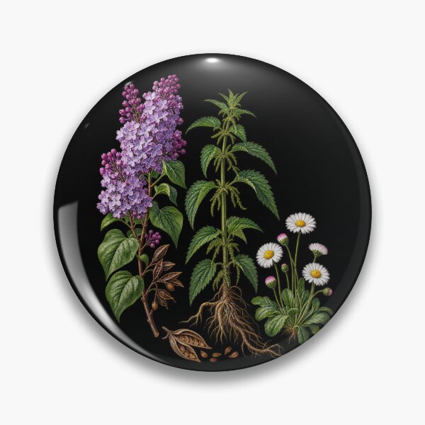 Item preview, Lilac, Stinging Nettle and Wild Daisies Vintage Botanical Plate designed and sold by Anyshca.