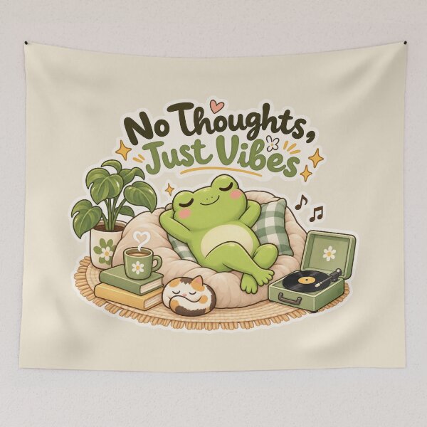 Item preview, No Thoughts, Just Vibes – Chill Frog designed and sold by Sasas Design.