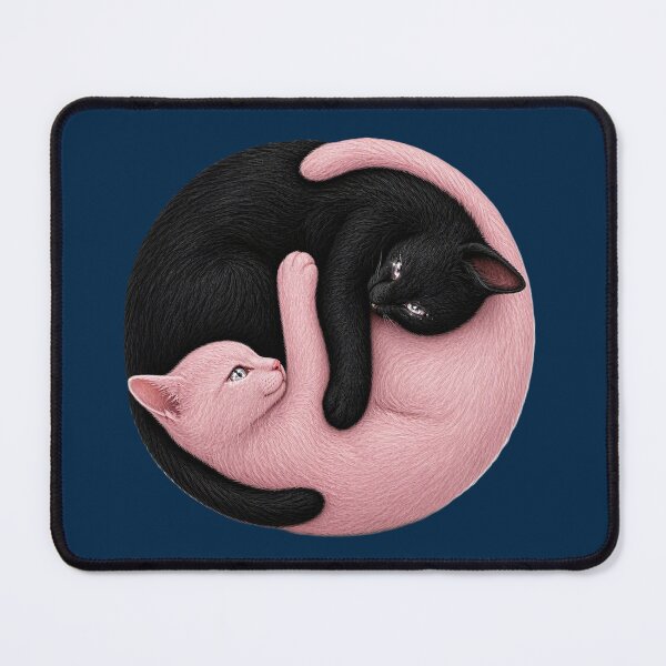 Item preview, Pink and Black Yin Yang Cats designed and sold by Moon & Meow.
