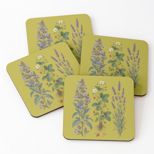 Item preview, Wild Sage, Wild Strawberry and Lavender Vintage Botanical Specimen Plate designed and sold by Anyshca.