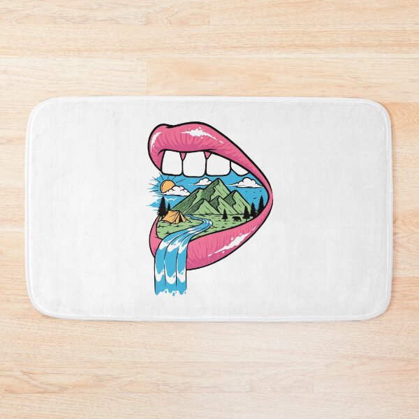 Item preview, Surreal Mountain Camping Landscape Inside Pink Lips designed and sold by TotalityDesigns.