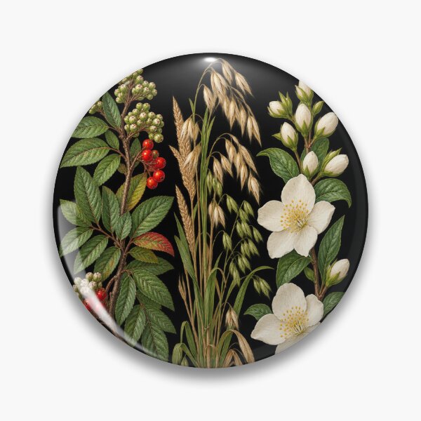 Item preview, Rowan Berries, Wild Oats and Jasmine Vintage Botanical Specimen Plate designed and sold by Anyshca.