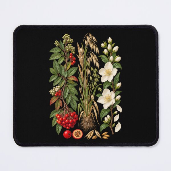 Item preview, Rowan Berries, Wild Oats and Jasmine Vintage Botanical Specimen Plate designed and sold by Anyshca.