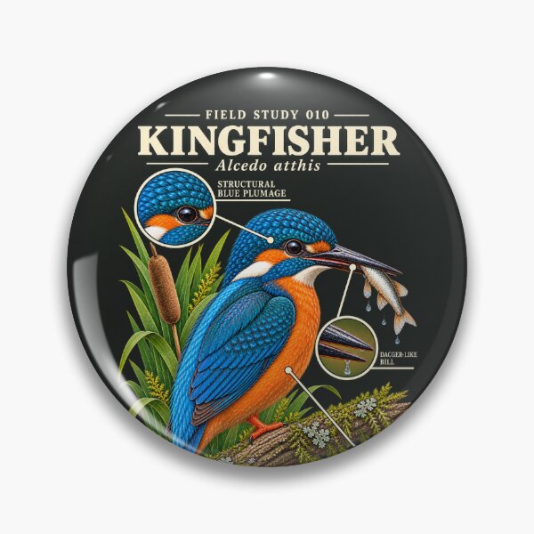 Item preview, Kingfisher Scientific Illustration Bird Field Study designed and sold by CalmCapy Co.