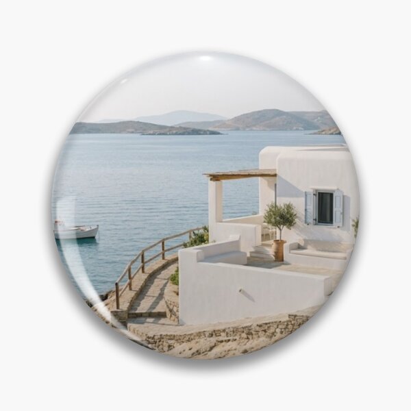 Item preview, Mediterranean White Coastal Villa - Minimalist Sea View Print designed and sold by Zaramodo.
