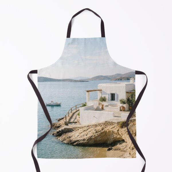 Item preview, Mediterranean White Coastal Villa - Minimalist Sea View Print designed and sold by Zaramodo.
