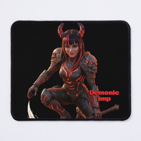 Item preview, Cyber Demon Imp Queen - Neon Red Anime Warrior Girl designed and sold by EvolutionMerch.