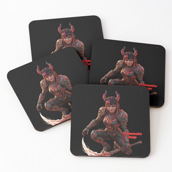Item preview, Cyber Demon Imp Queen - Neon Red Anime Warrior Girl designed and sold by EvolutionMerch.