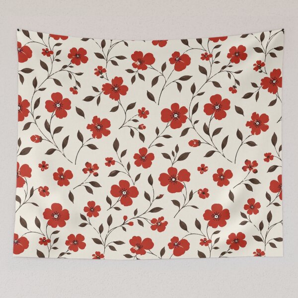 Item preview, Red Poppy Flower Vine Pattern Vintage Cottagecore Floral Graphic designed and sold by PACS0011.