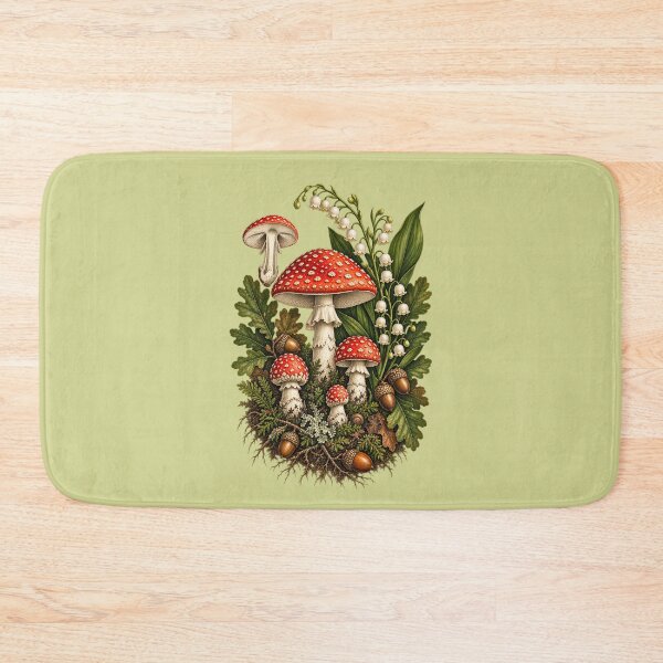 Item preview, Vintage Fly Agaric Woodland Herbarium with Lily of the Valley & Oak designed and sold by Anyshca.